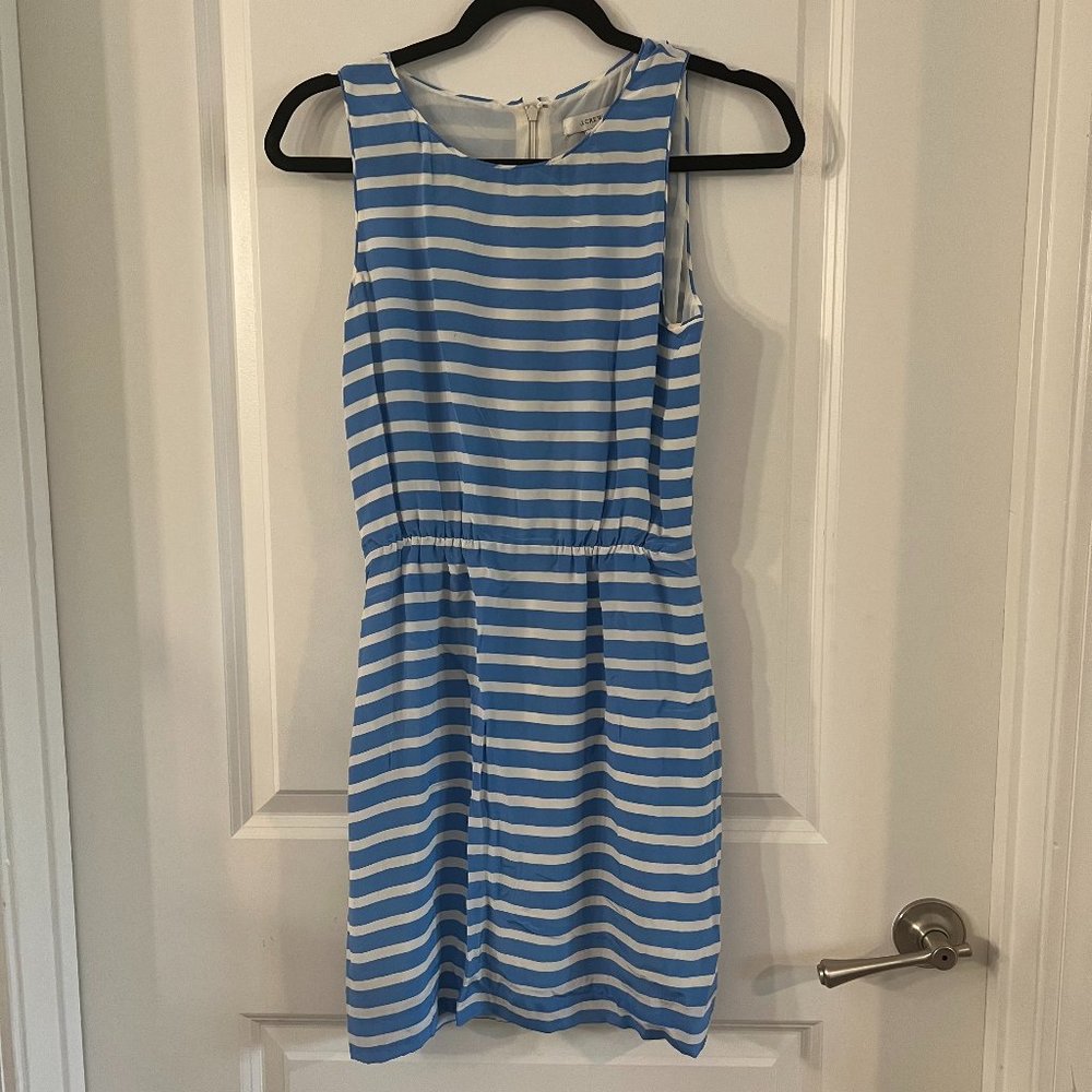 J Crew Sleeveless Blue and White Striped Dress Size 2